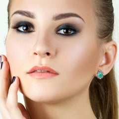Emerald Diamond 14 Karat Gold Stud Earrings