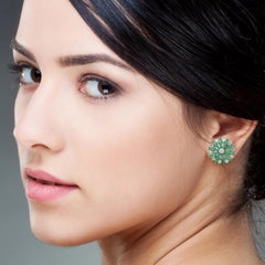 Emerald Diamond 14 Karat Gold Stud Earrings
