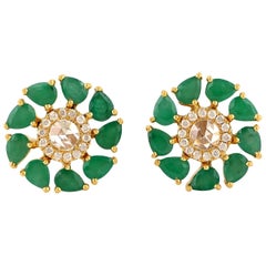 Pendientes de oro de 18 quilates con diamante esmeralda