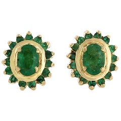 Meghna Jewels Emerald 18 Karat Gold Stud Earrings