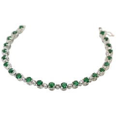 Emerald Diamond 18 Karat White Gold Bracelet 4.20 Carat Diamonds and Emeralds