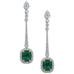 Emerald Diamond 14 Karat White Gold Earrings