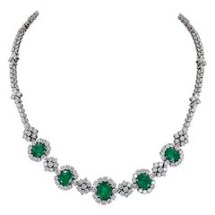 Contemporary Emerald Diamond Floret Collar Necklace
