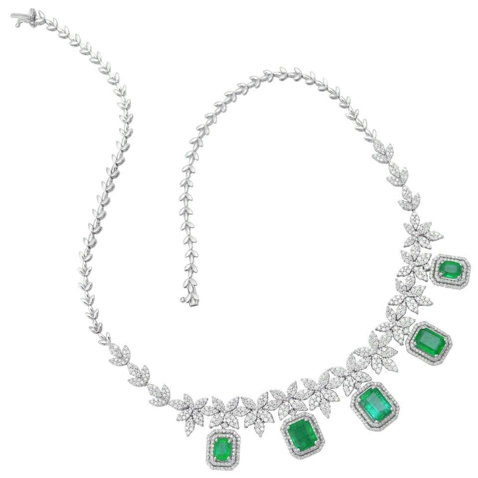70.0 Carat Opal Emerald Diamond Statement Necklace For Sale at 1stDibs ...