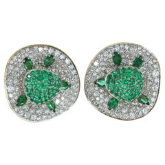 Emerald Diamond 18 Karat Yellow Gold Earrings