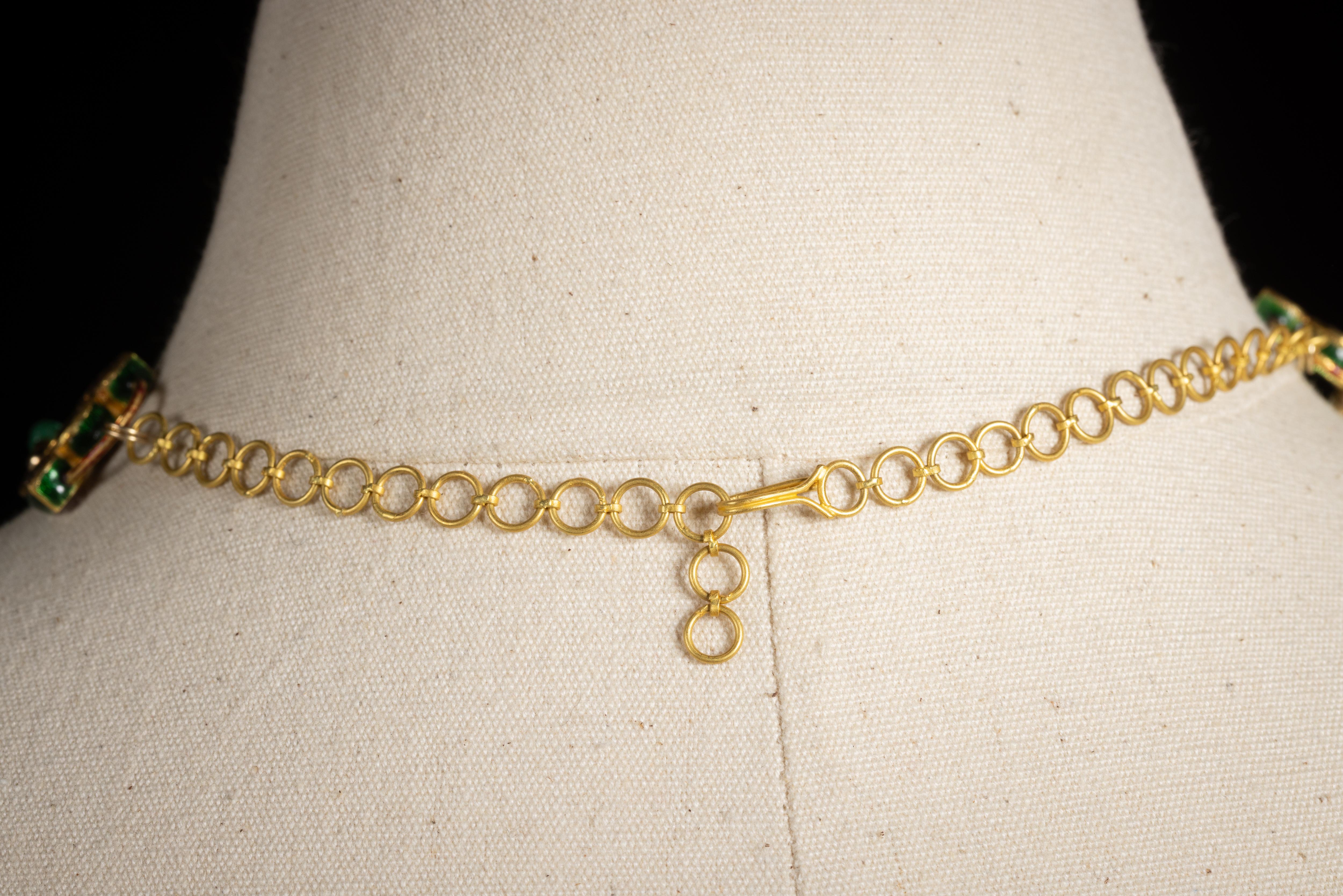 da uomo o donna Collana girocollo in smeraldo, diamanti e oro 22K in vendita