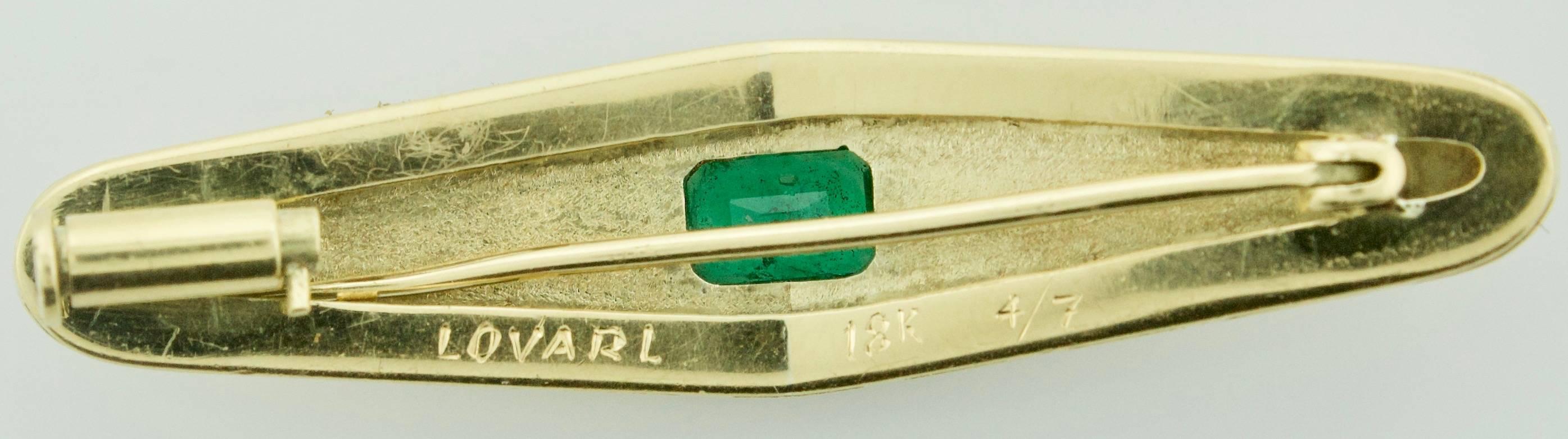 Emeraude Diamant et émail Broche Modernity 