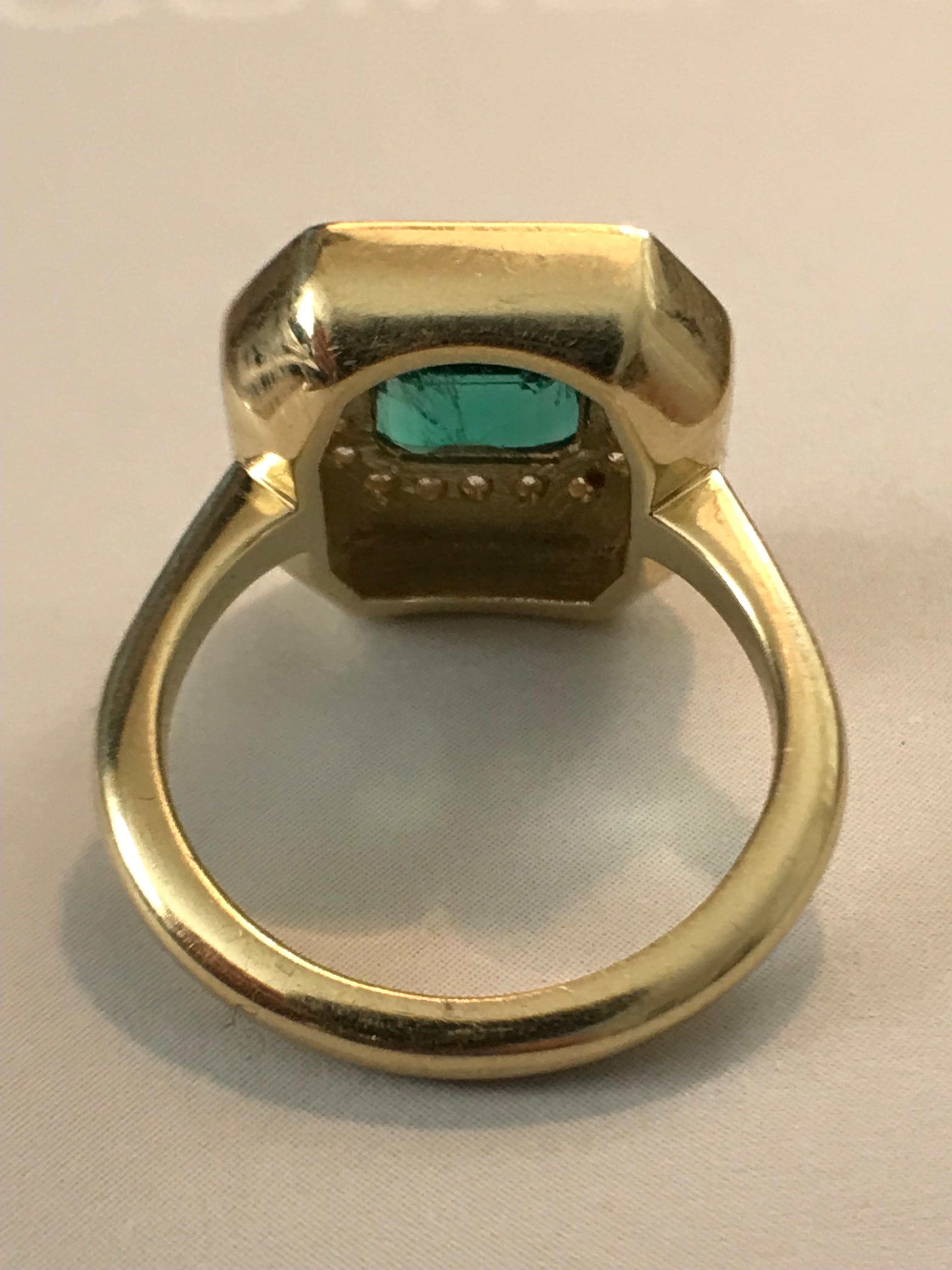 Emerald Cut Emerald, Diamond and Enamel Museum Series Ring