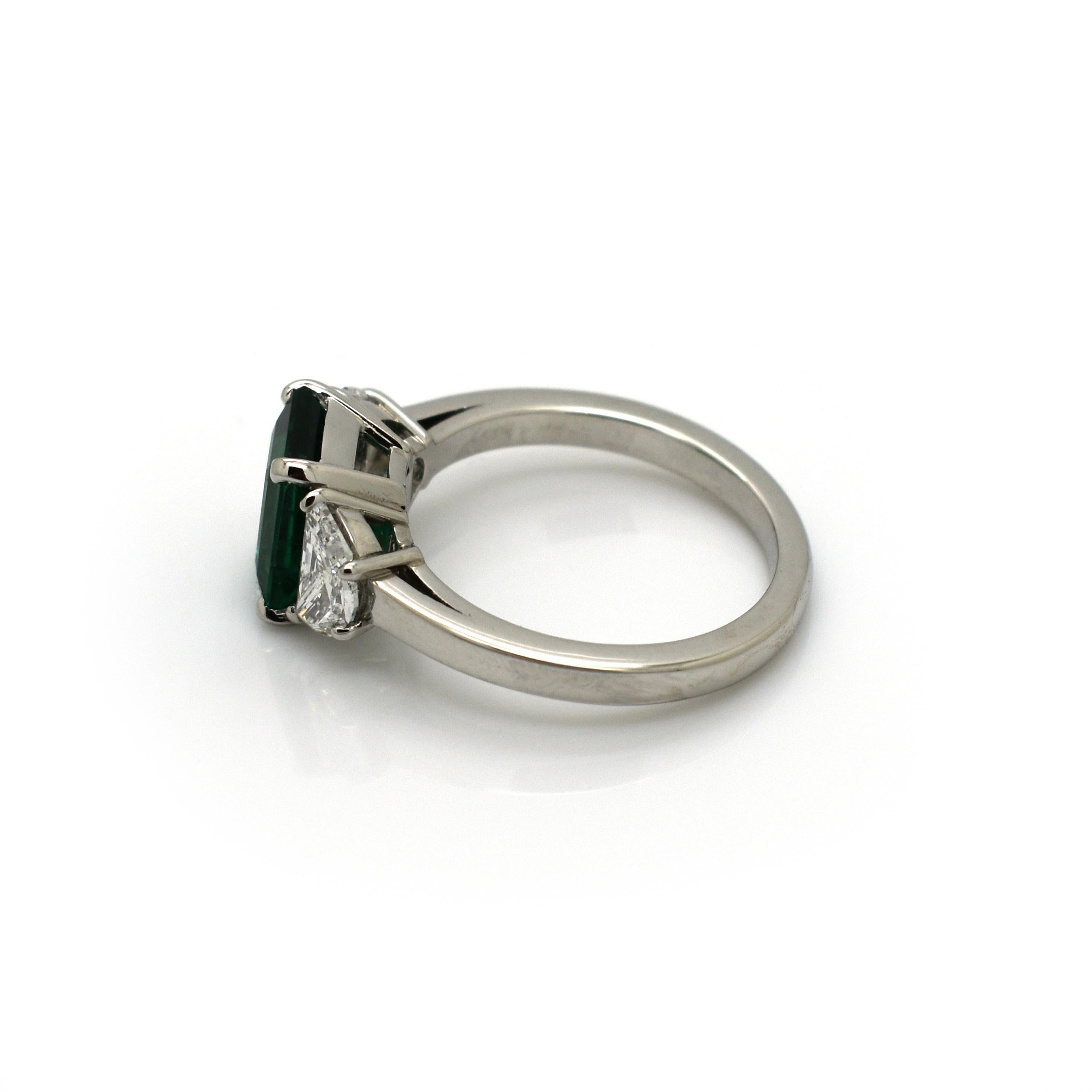 Women's Emerald, Diamond and Platinum Ring, 2.00 Carats