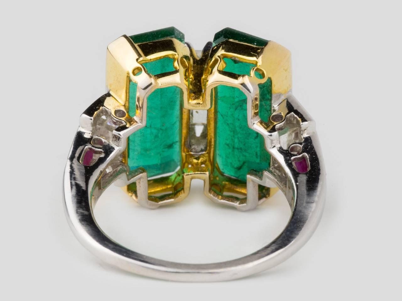 Emerald, Diamond, and Ruby Ring by House of Umrao In New Condition For Sale In San Antonio, TX