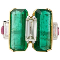 Emerald, Diamond, and Ruby Ring by House of Umrao