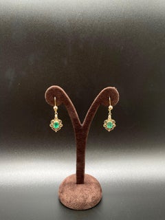 Emerald, Diamond and Yellow Gold Filigree Earrings, Set of 2