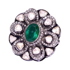 Smaragd-Diamant-Ring im antiken Stil