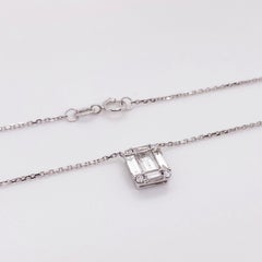 Emerald Diamond Art Deco Style Necklace 18 Karat White Gold .80 Carat Diamond