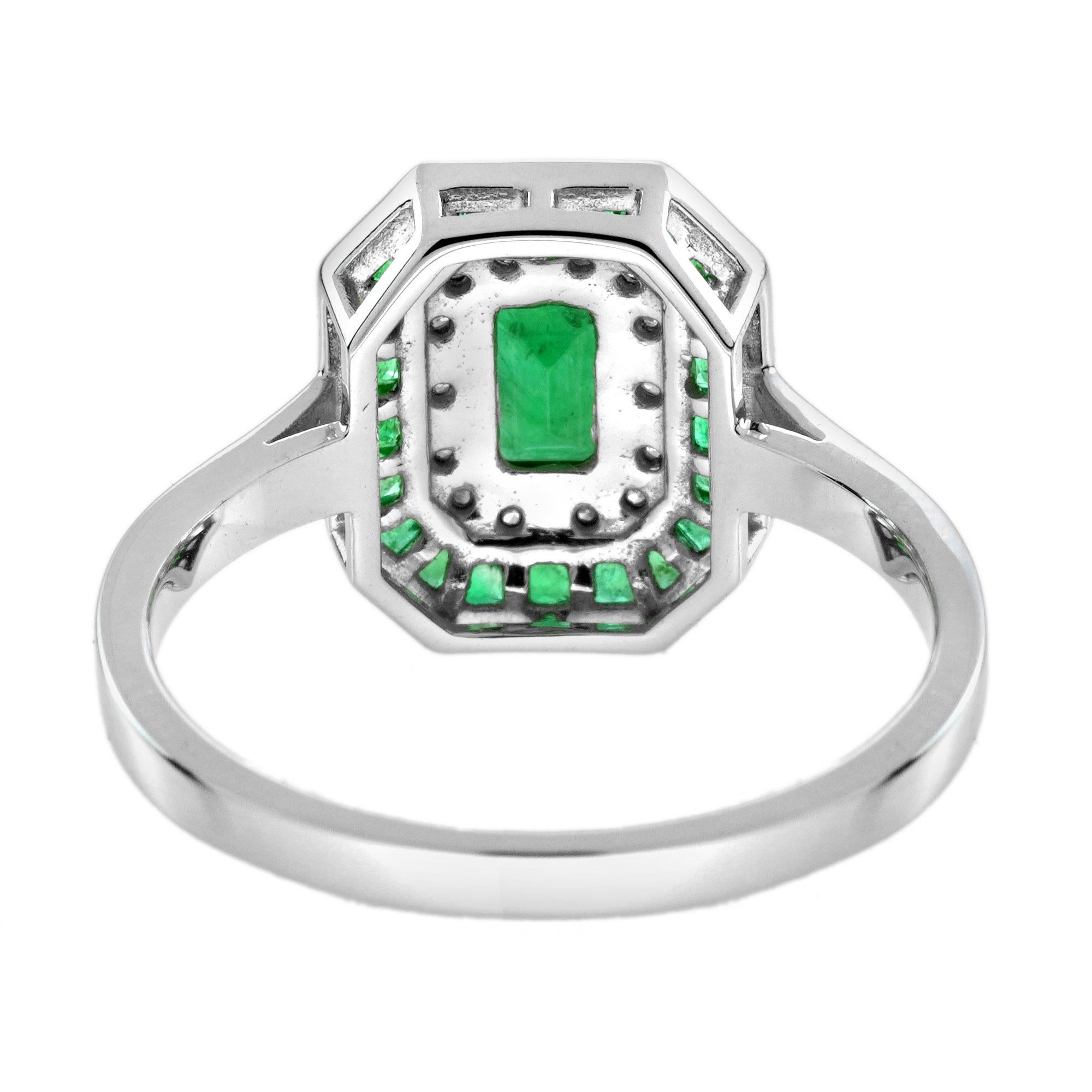 Smaragd Diamant Art Deco Stil Ring Lever Back Ohrringe Schmuck Set in 14K Gold im Angebot 8