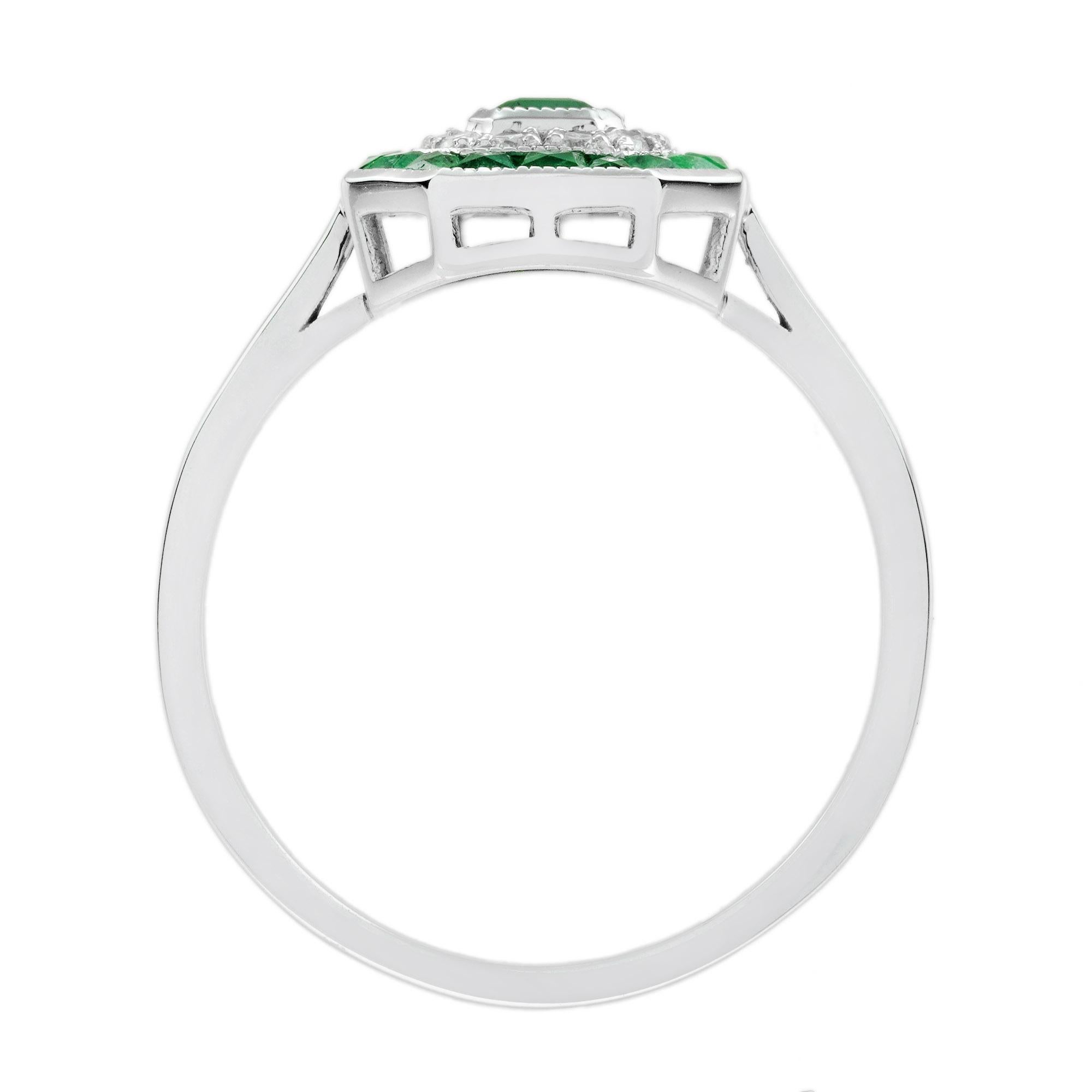 Smaragd Diamant Art Deco Stil Ring Lever Back Ohrringe Schmuck Set in 14K Gold im Angebot 9