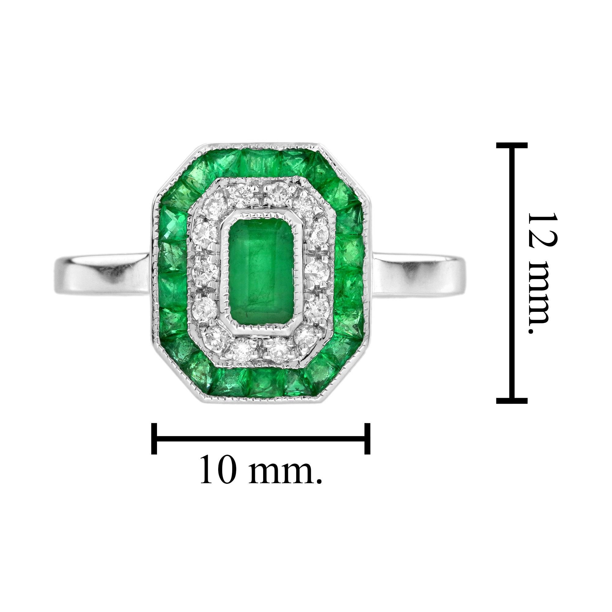 Smaragd Diamant Art Deco Stil Ring Lever Back Ohrringe Schmuck Set in 14K Gold im Angebot 10