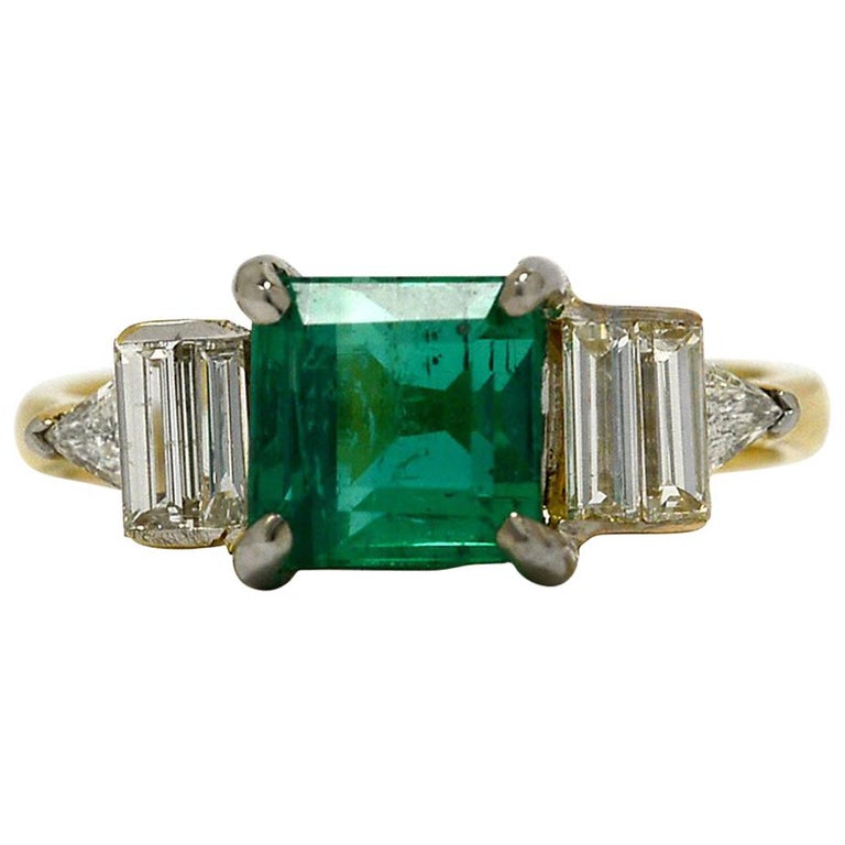 Emerald Diamond Art Deco Vintage Engagement Ring 2 Tone 18K White Yellow  Gold For Sale at 1stDibs | vintage art deco emerald ring, vintage emerald  engagement rings, art deco emerald engagement rings