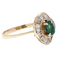 Smaragd-Diamant-Ballerina-Ring, 14 Karat Gelbgold, Ring, Smaragd