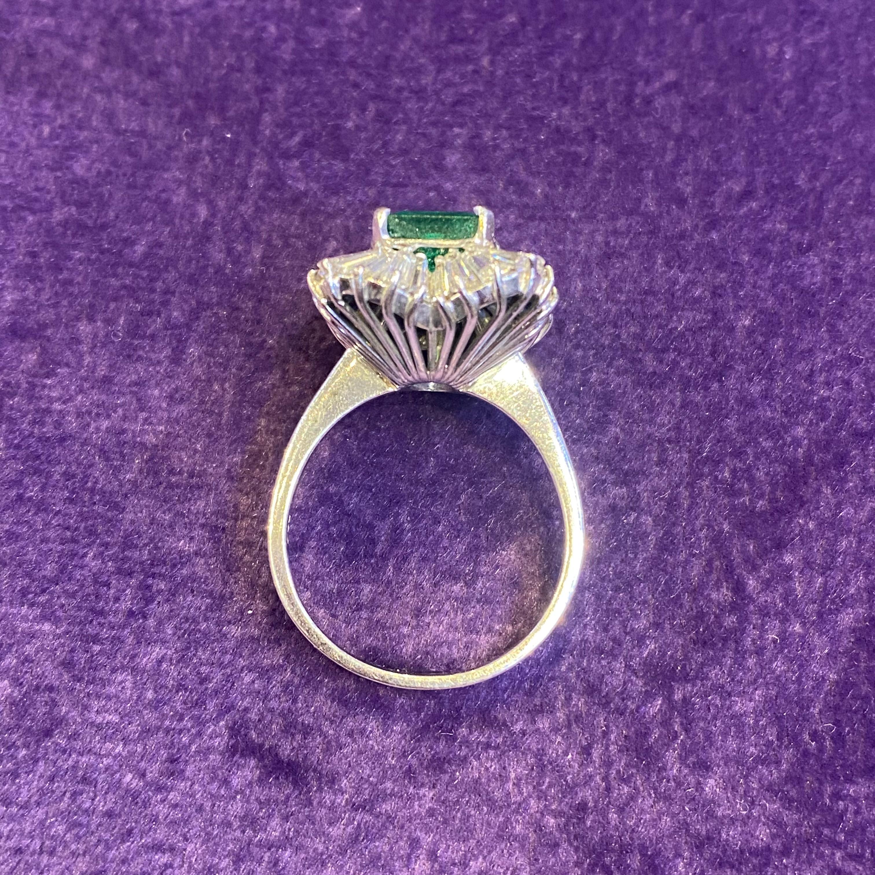 Emerald & Diamond Ballerina Ring For Sale 3