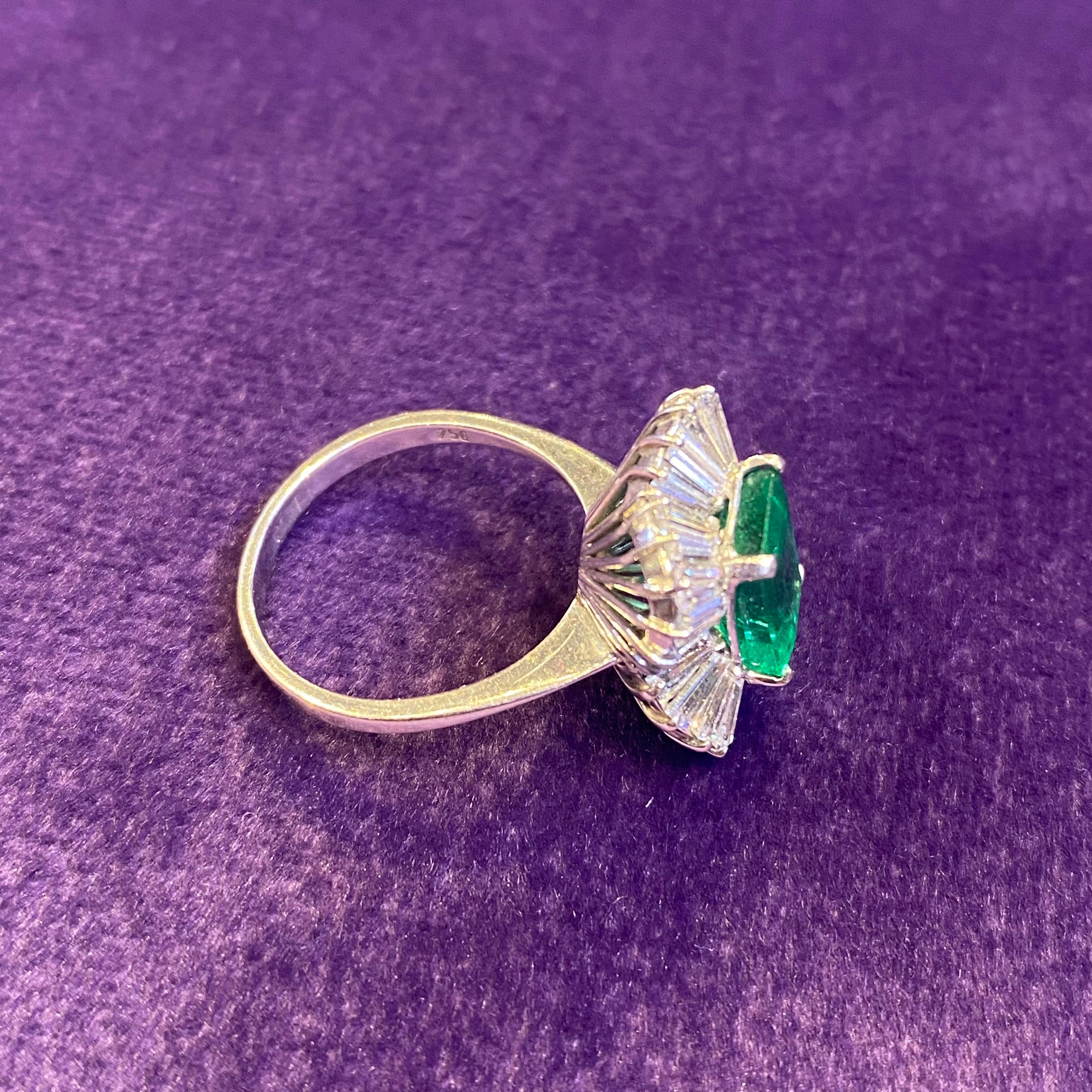 Emerald & Diamond Ballerina Ring For Sale 4