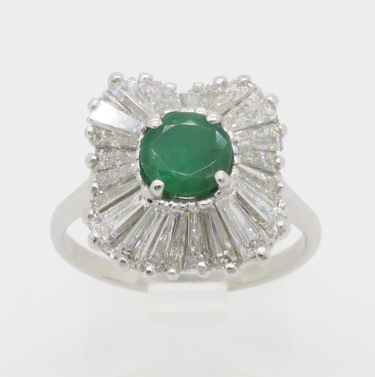 Emerald & Diamond Ballerina Ring in White Gold  For Sale 5