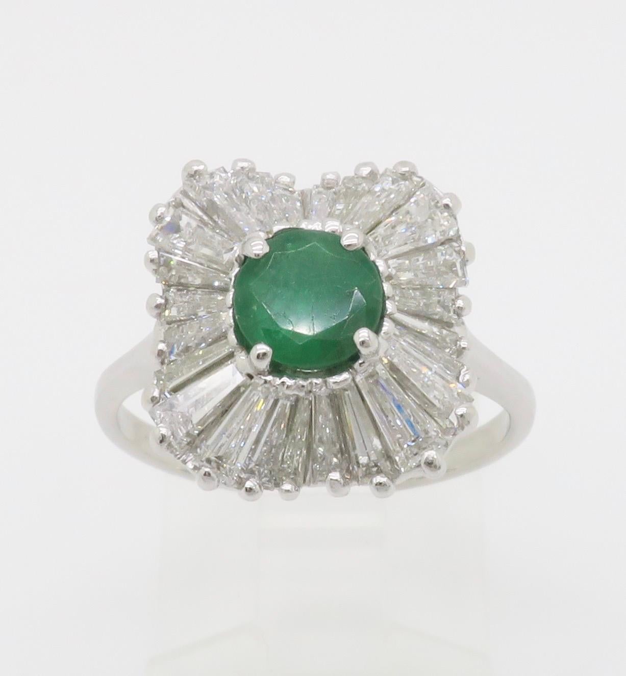 Emerald & Diamond Ballerina Ring in White Gold  For Sale 6