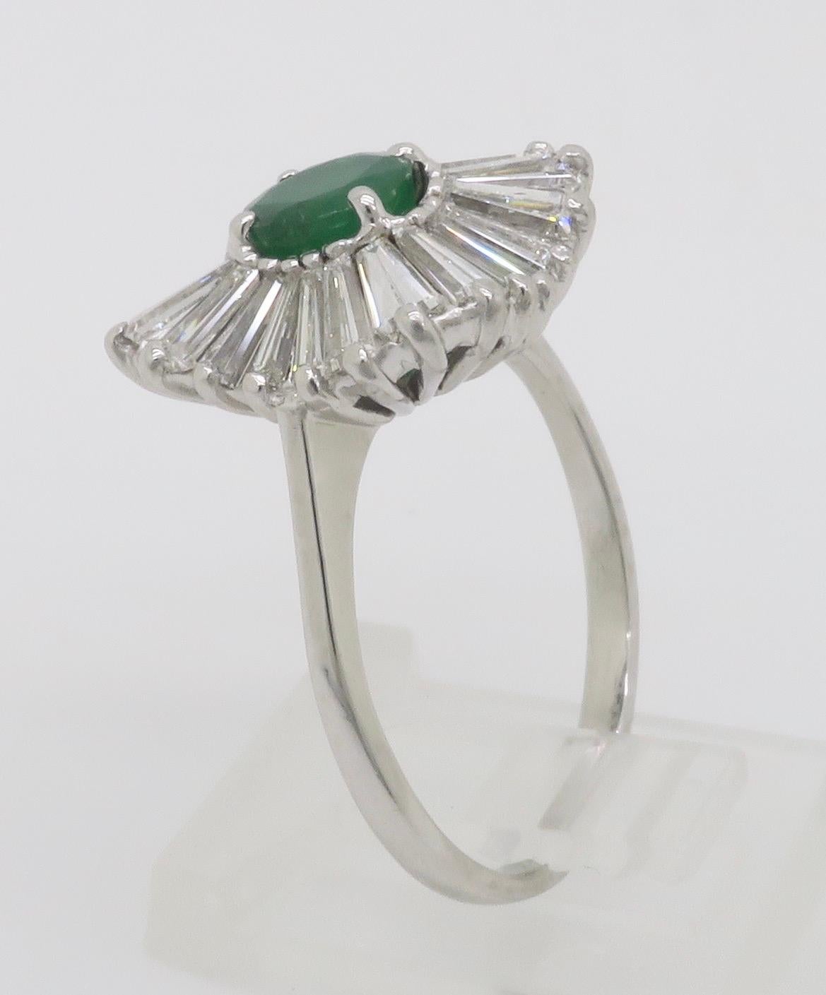 Emerald & Diamond Ballerina Ring in White Gold  For Sale 8