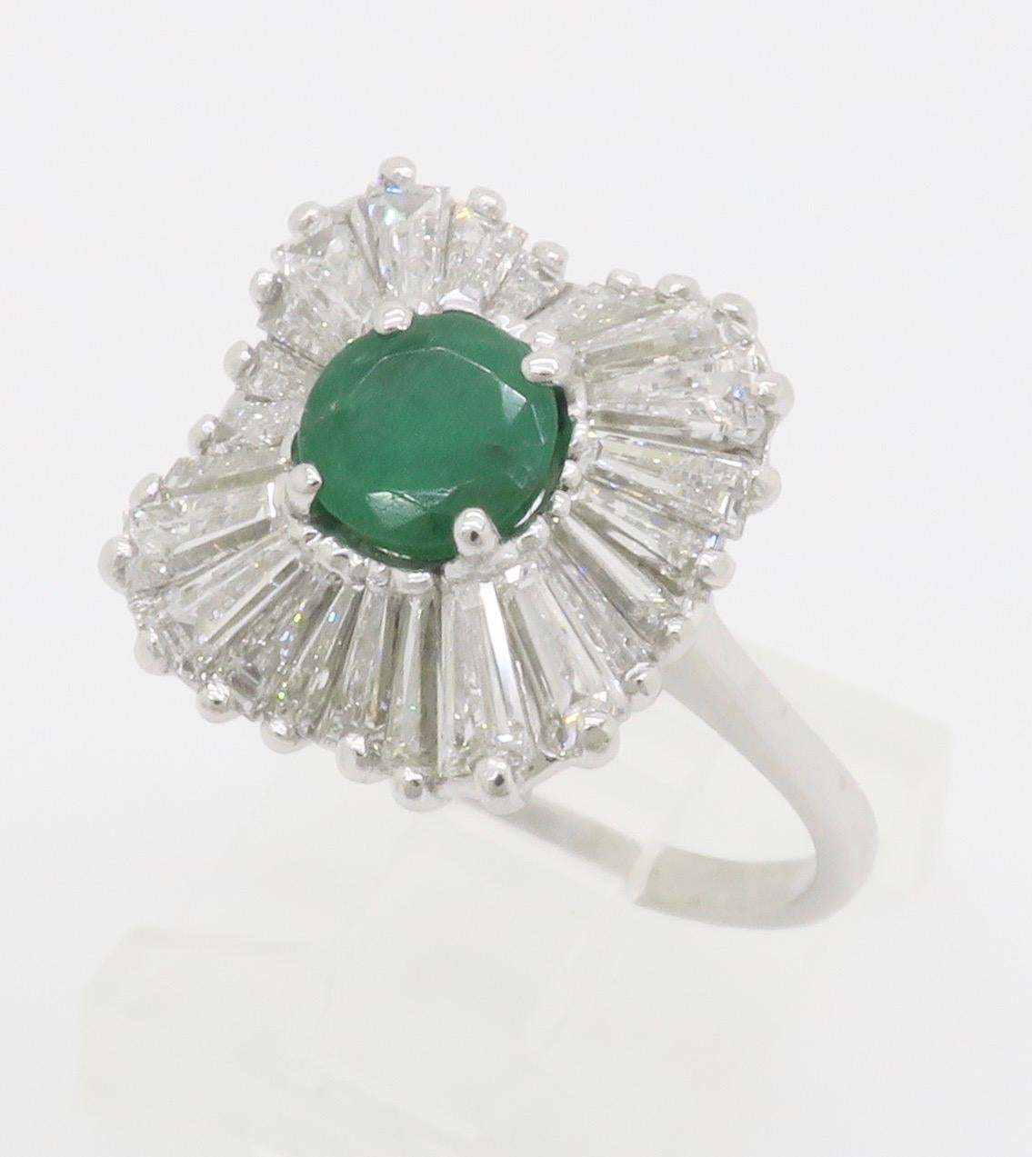 Emerald & Diamond Ballerina Ring in White Gold  For Sale 9