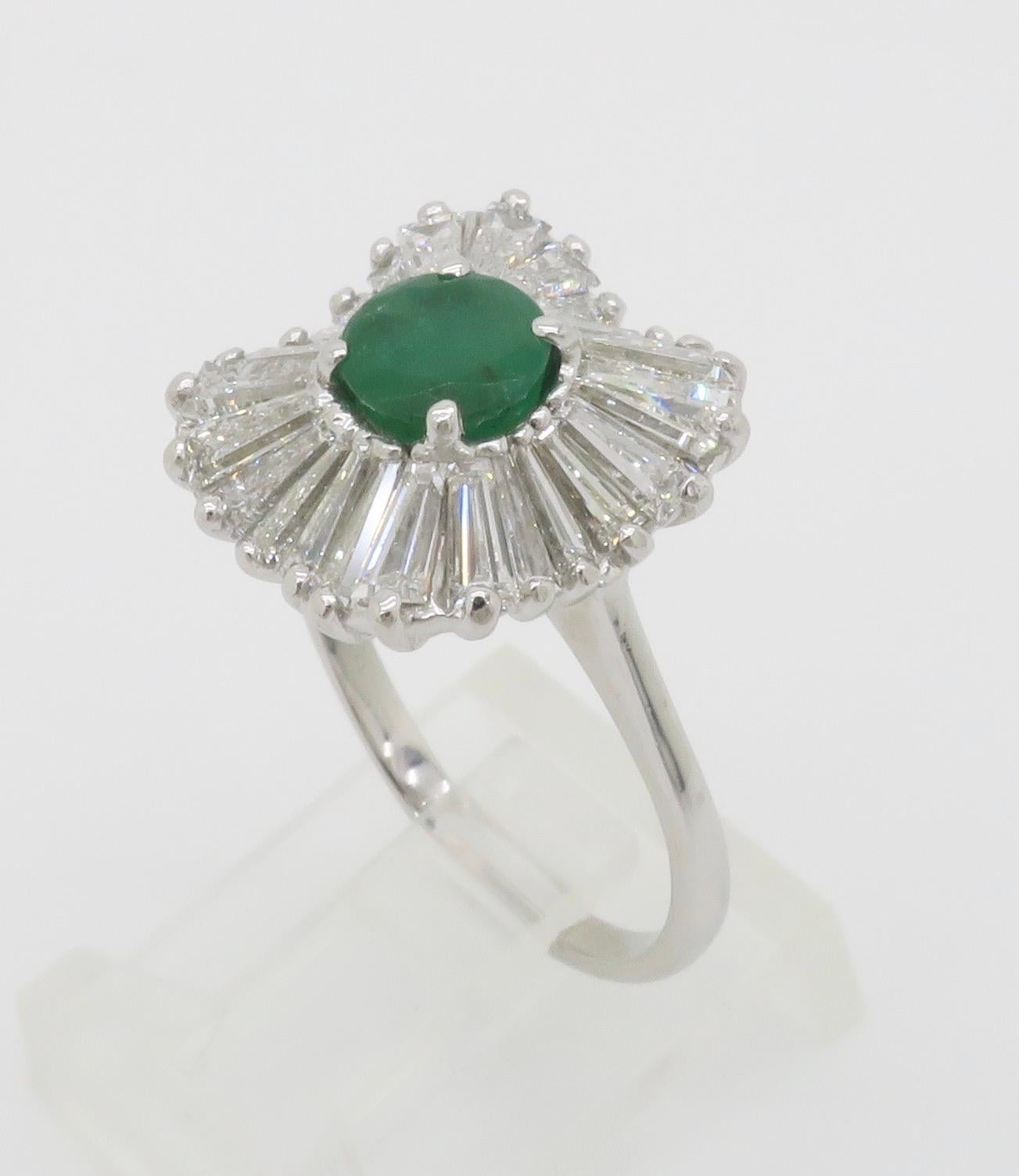 Emerald & Diamond Ballerina Ring in White Gold  For Sale 3