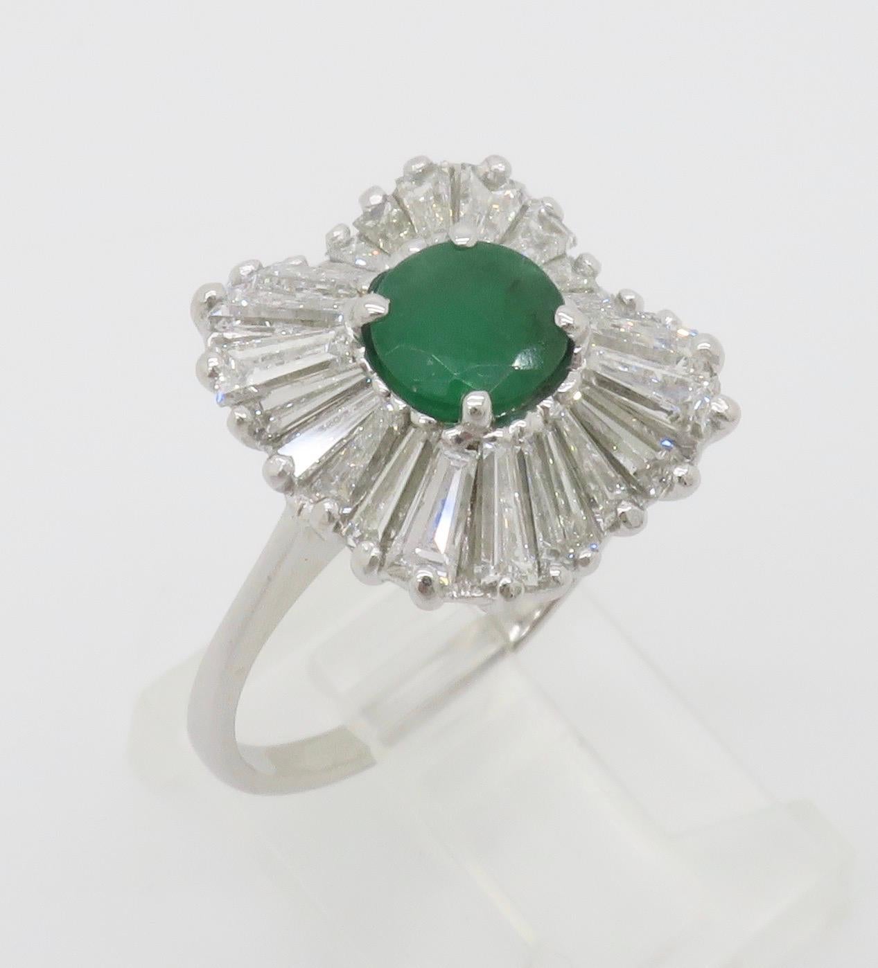 Emerald & Diamond Ballerina Ring in White Gold  For Sale 4