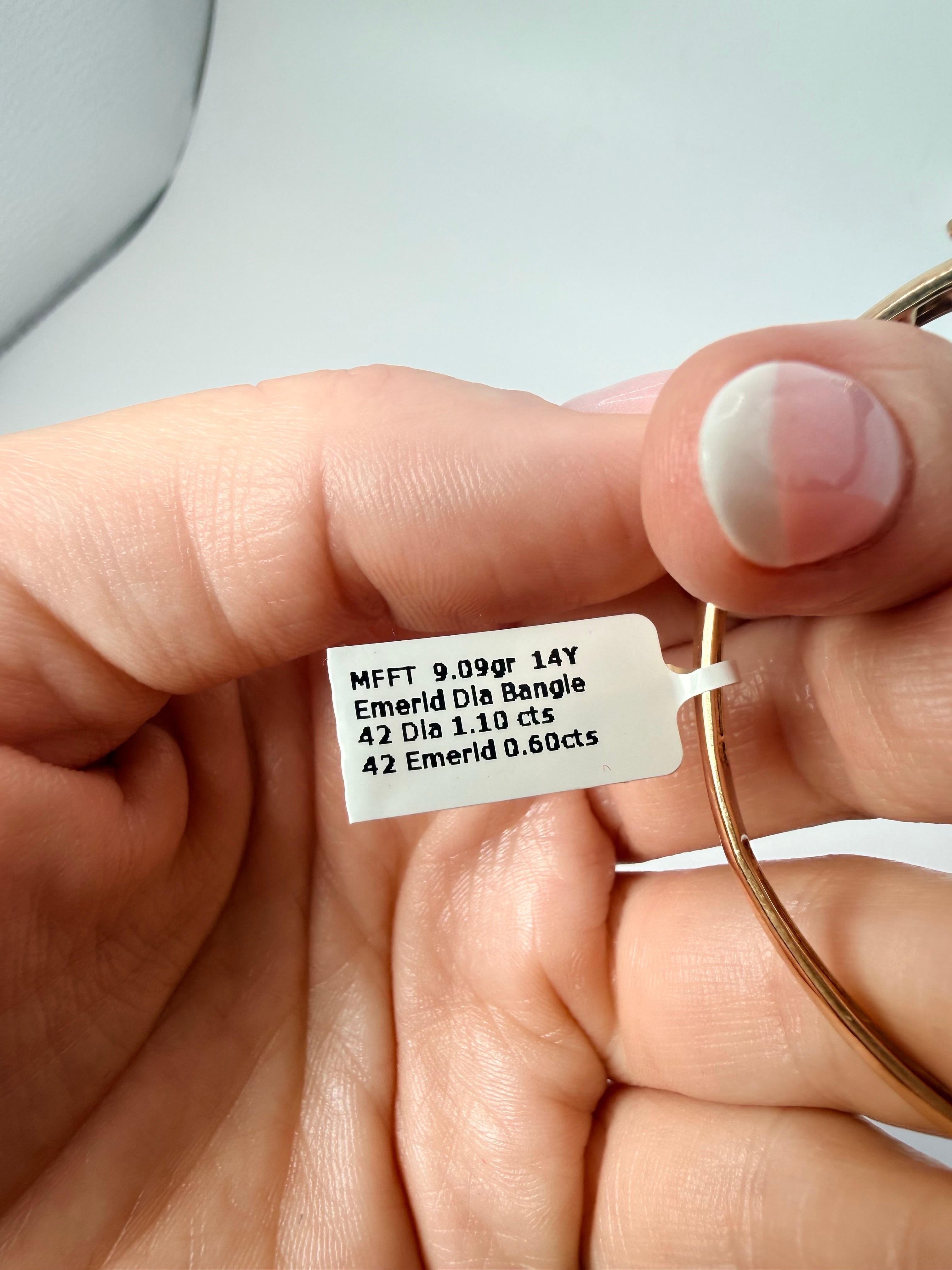 Bracelet émeraude et diamant en or jaune 14KT en vente 1