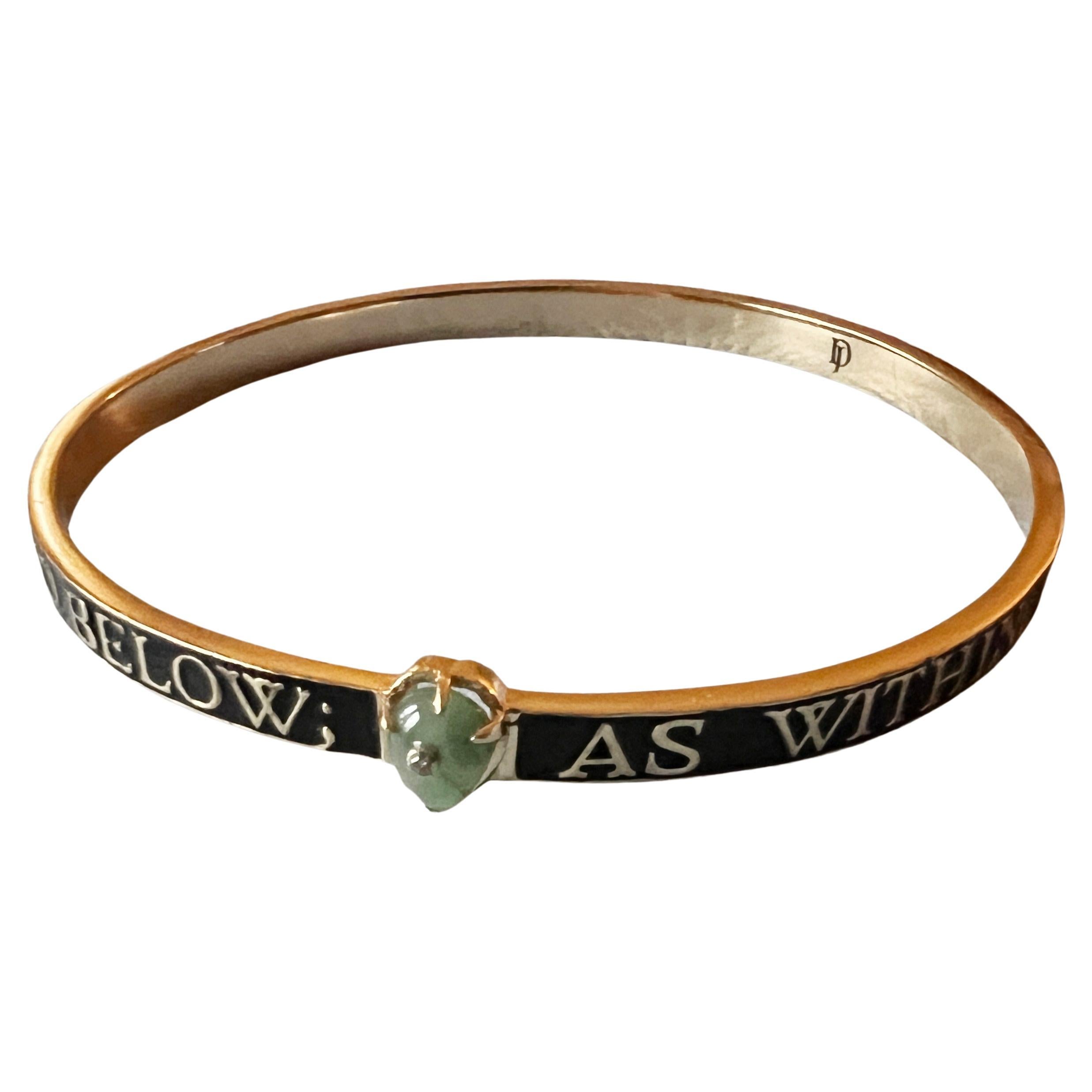 Bracelet Coeur Bracelet Emeraude Diamant Email Noir Style Victorien Hermetica en vente 1