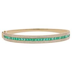 Emerald & Diamond Bangle in 18 Karat Gold