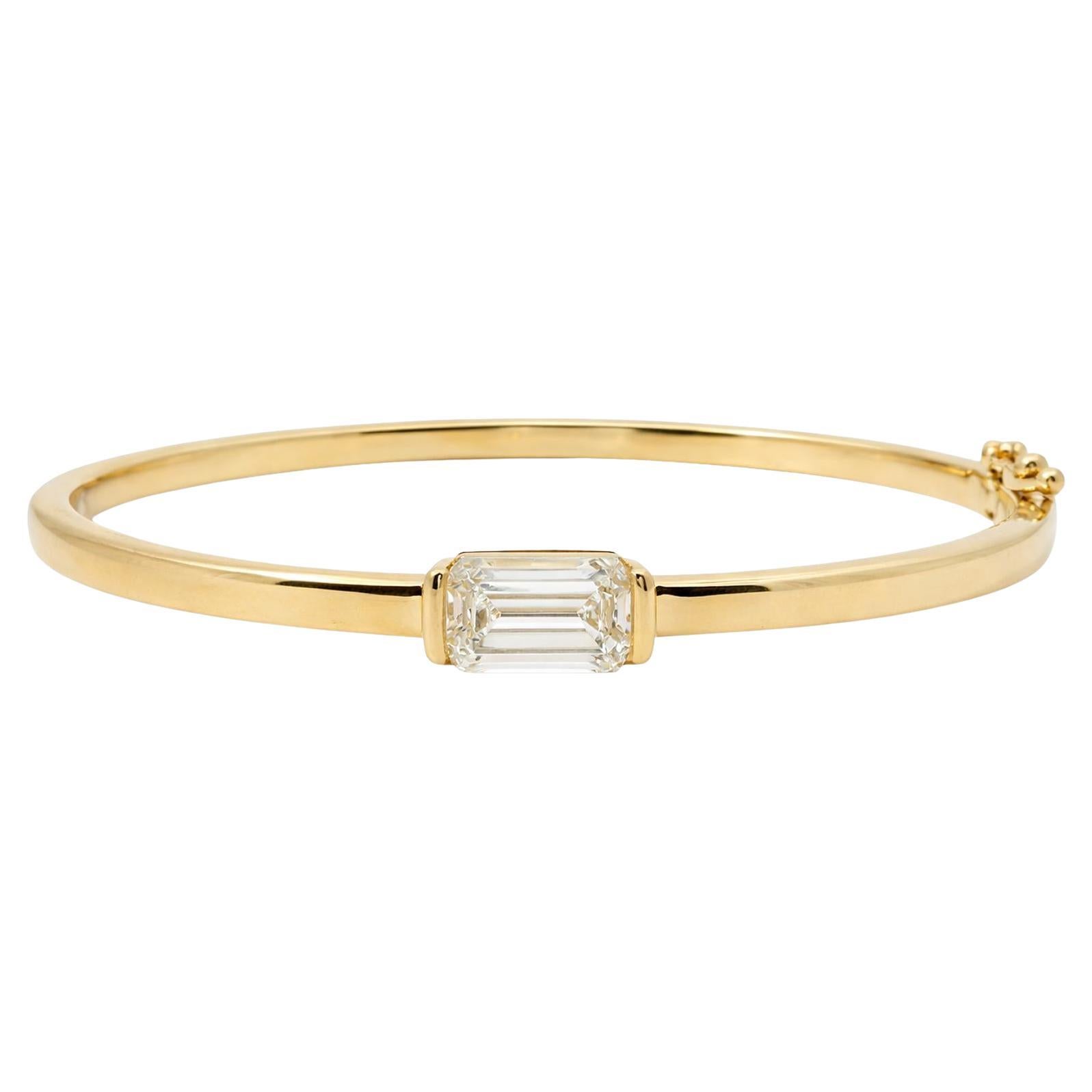 Emerald Diamond Bangle For Sale