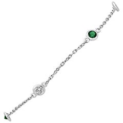 Emerald Diamond Bezel Set Diamond by Yard Chain Gold Bracelet Anklets