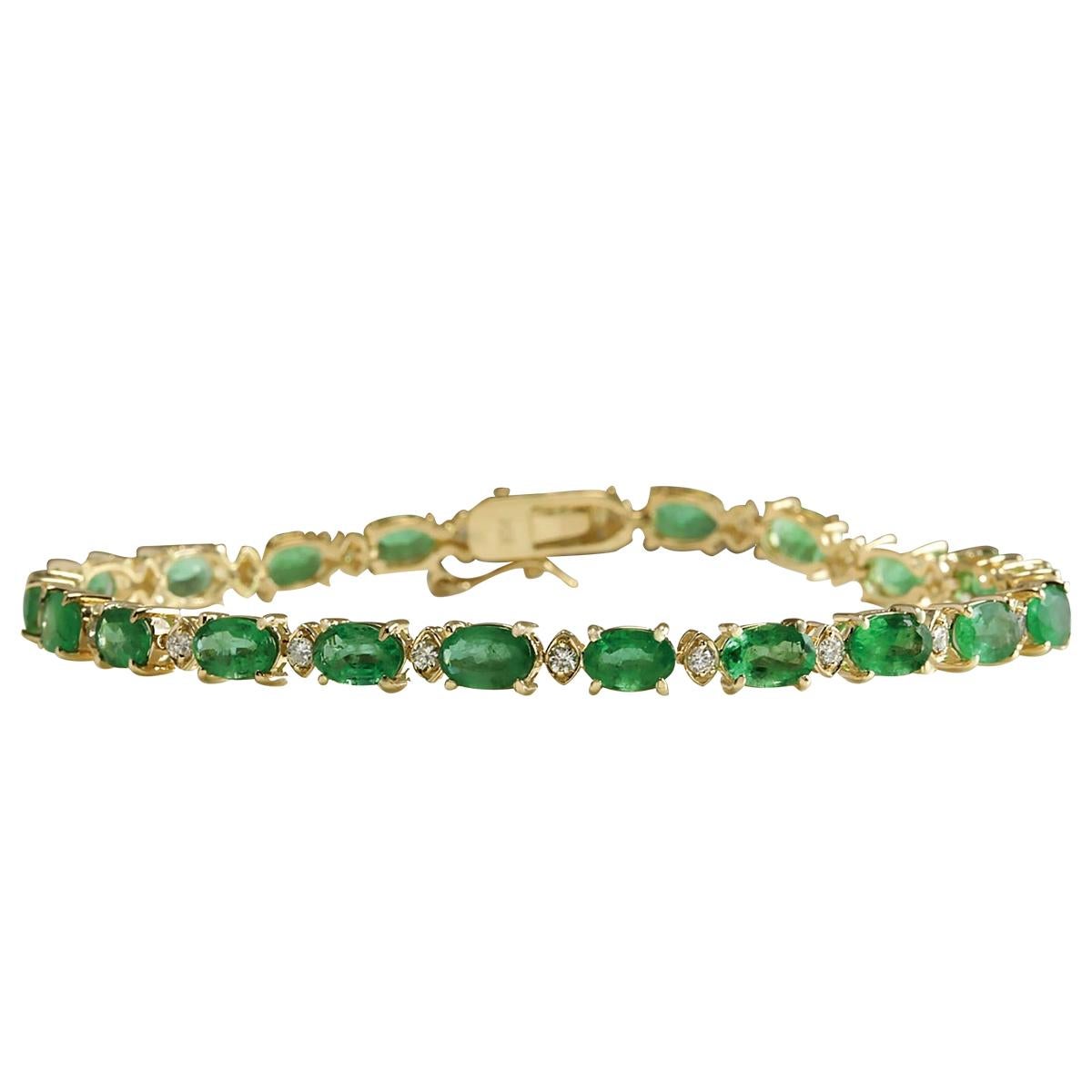 Smaragd-Diamant-Armband aus 14 Karat Gelbgold  im Zustand „Neu“ im Angebot in Los Angeles, CA