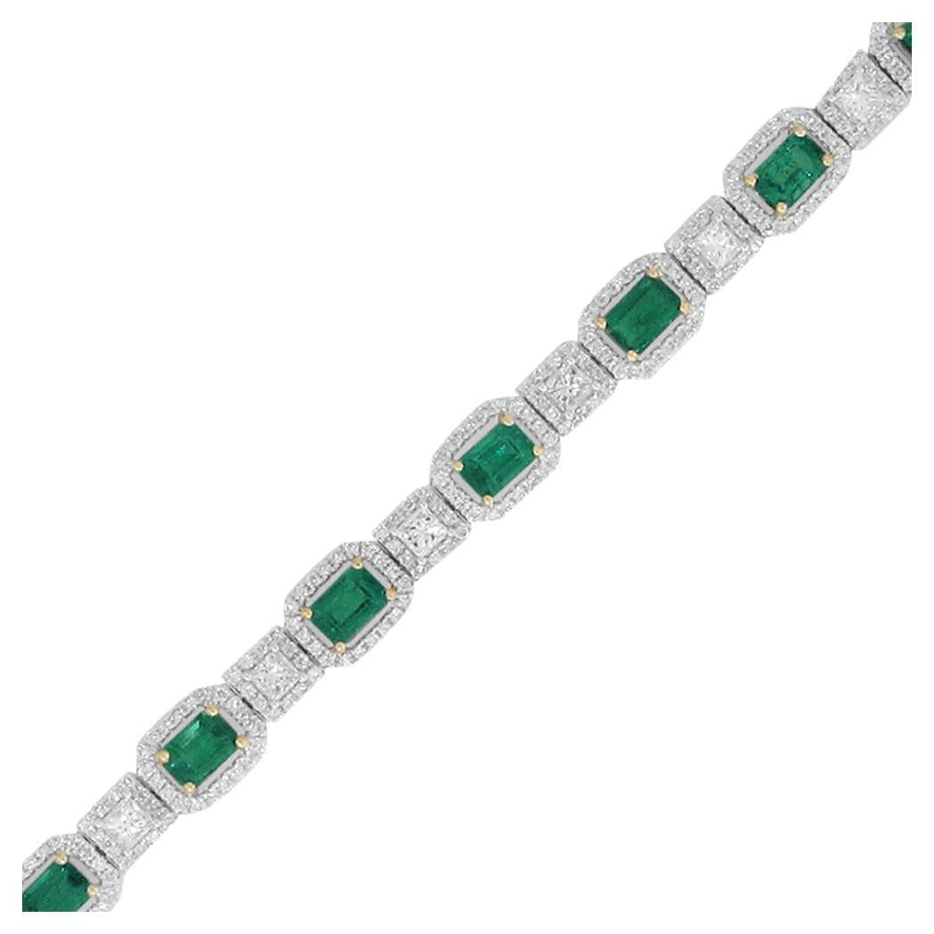 Classy Emerald, Diamond and Gold Necklace and Bracelet by Adler at 1stDibs