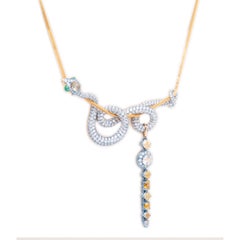 Emerald & Diamond Cerastes Necklace with Gold Chain, 18K Rose Gold, Austy Lee