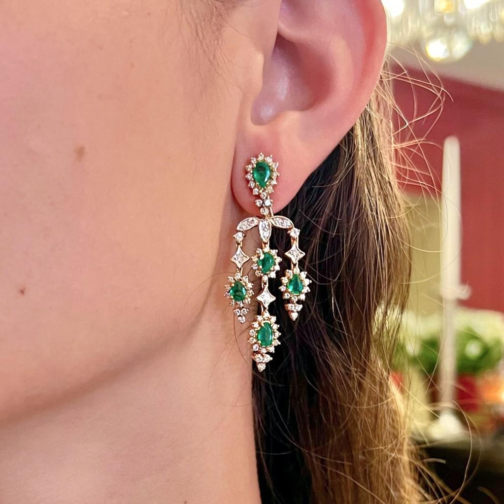 De las mujeres Pendientes Araña Diamante Esmeralda en venta