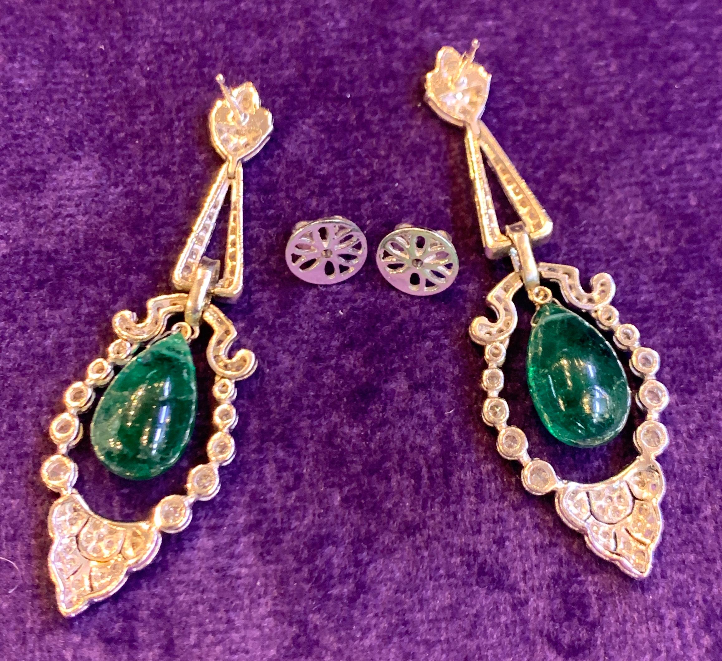 Smaragd- und Diamant-Kronleuchter-Ohrringe Damen im Angebot