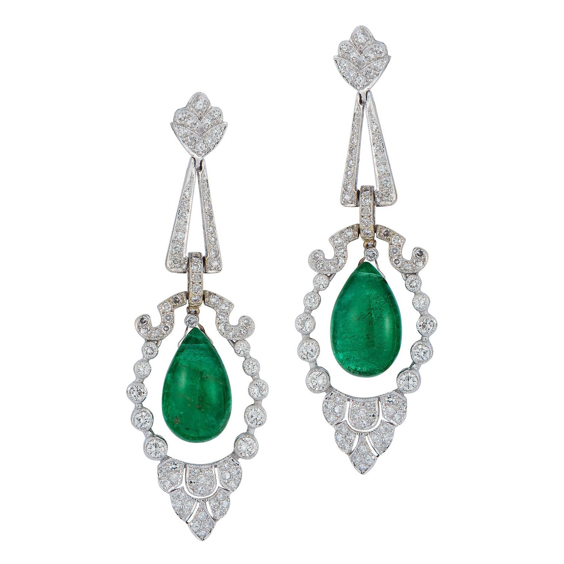 Emerald & Diamond Chandelier Earrings