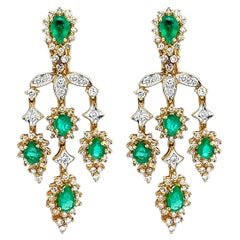 Emerald Diamond Chandelier Earrings