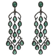 Smaragd- und Diamant-Chandelier-Ohrringe