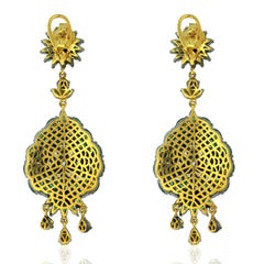 Emerald & Diamond Chandelier Earrings In 14k Yellow Gold