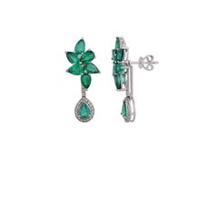 Emerald Diamond Changeable Earring in 18 Karat White Gold