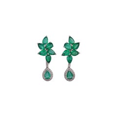 Emerald Diamond Changeable Earring in 18 Karat White Gold