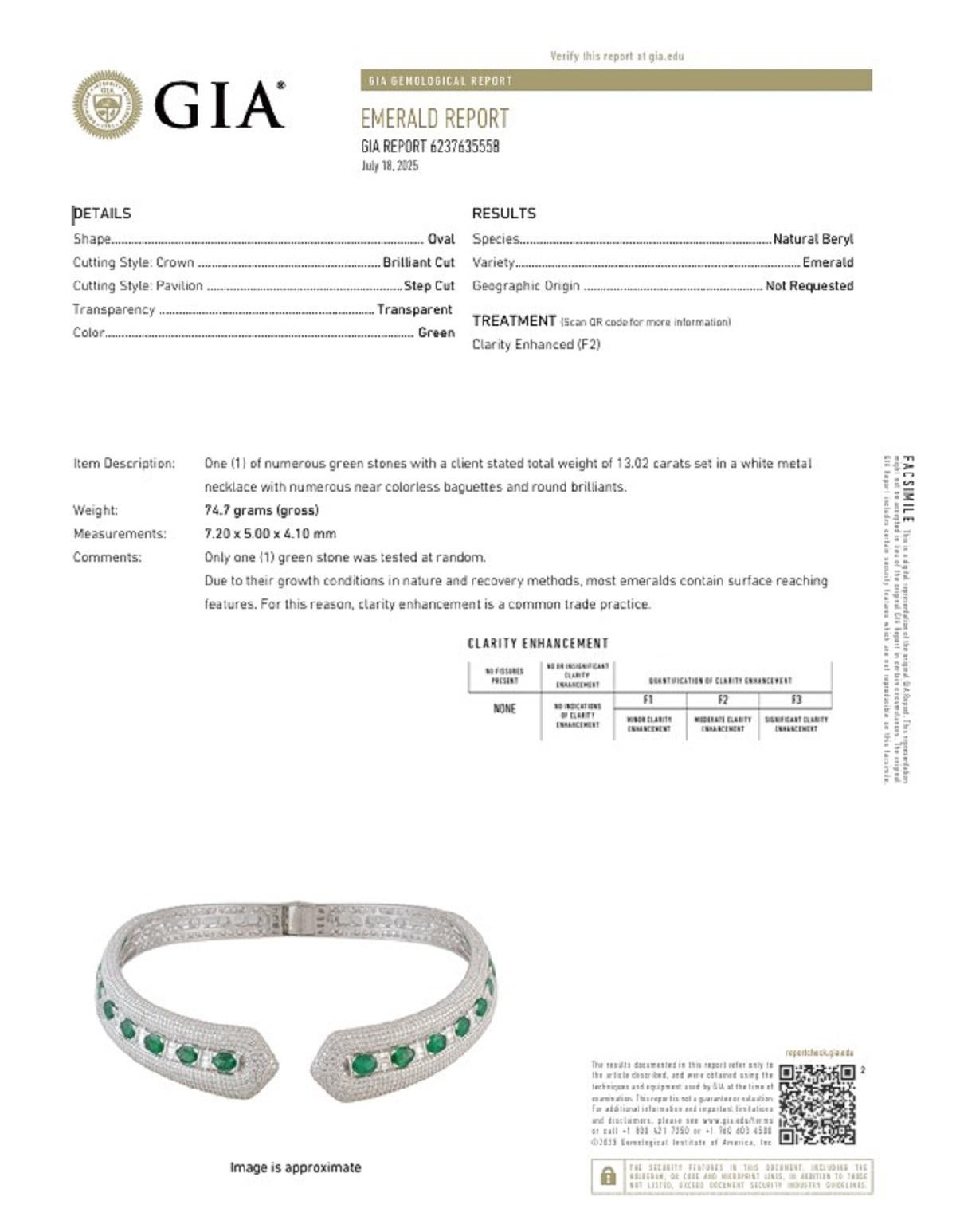 Collar Gargantilla Esmeralda y Diamantes en Nuevo estado para la venta en LA, CA
