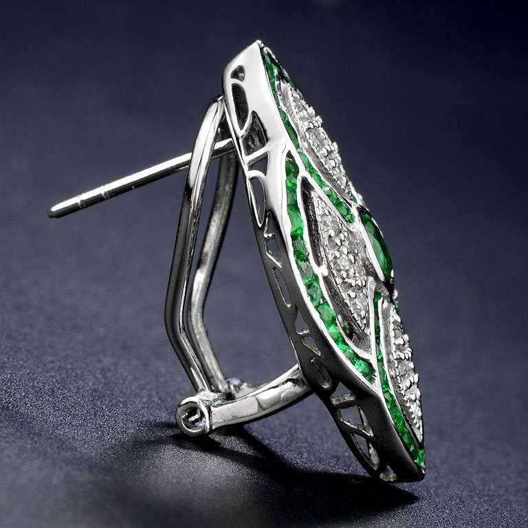 Oval Cut Emerald Diamond Clip-On Earrings