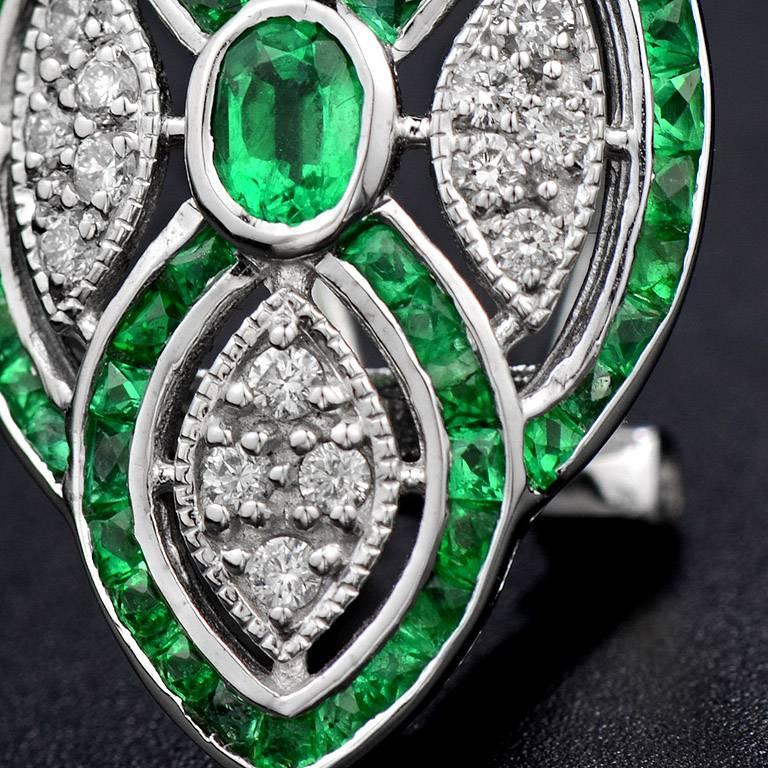 Women's Emerald Diamond Clip-On Earrings